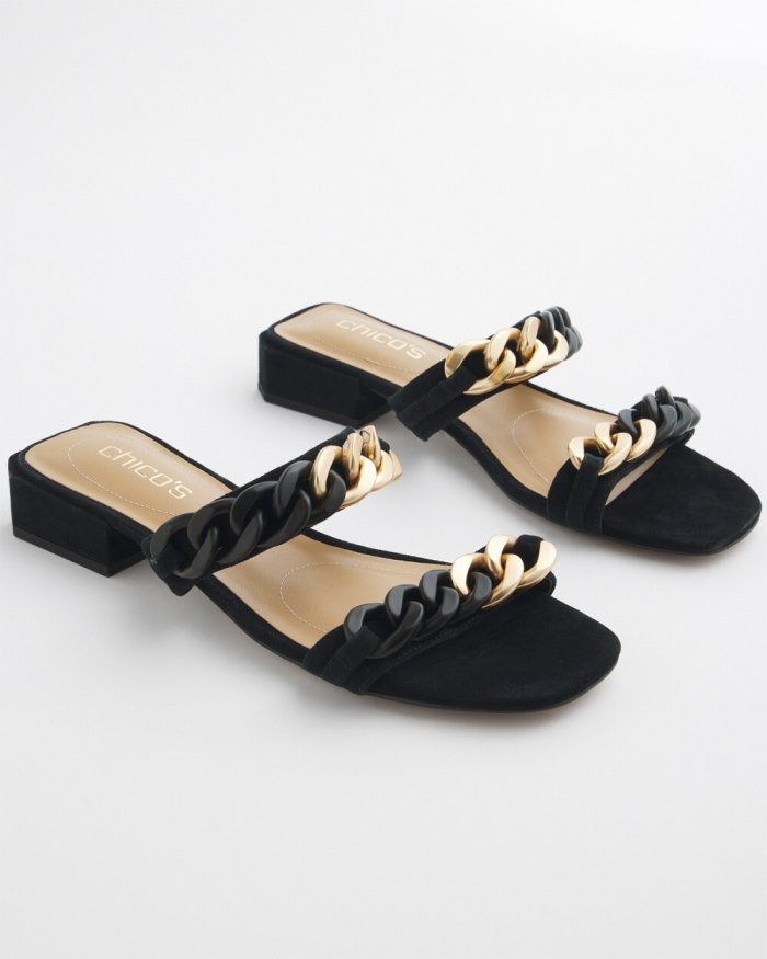 Chicos Black Chain Link Sandals - Black