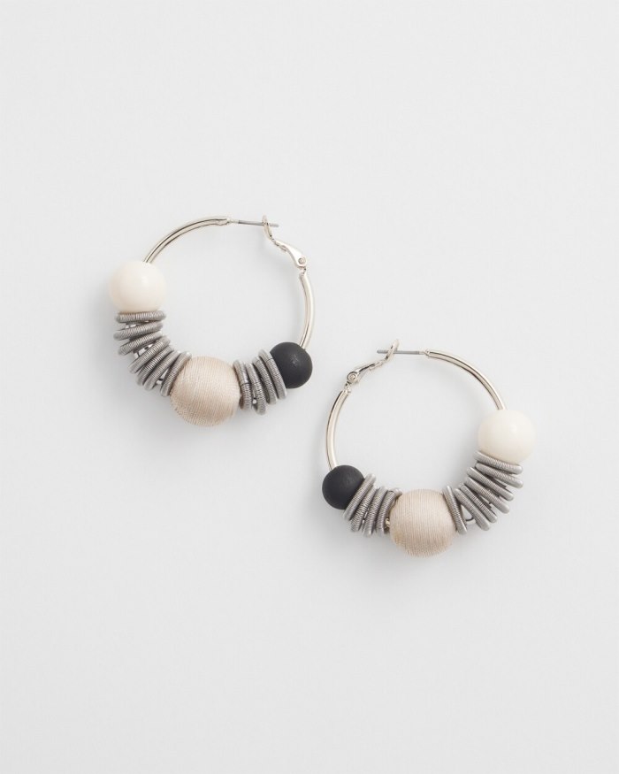 Chicos Black & Neutral Hoop Earrings - Black And Neutral