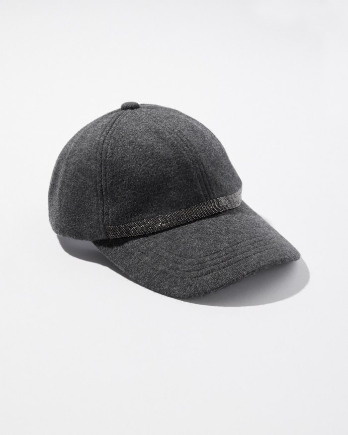 Chicos Cashmere Blend Baseball Cap - Graphite Heather Gray
