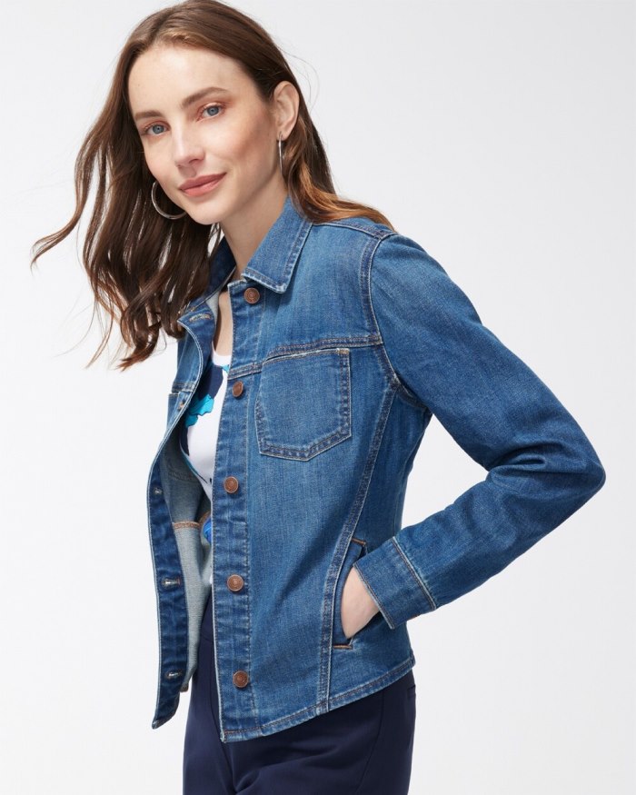 Chicos Cropped Denim Jacket - Bonsai Indigo