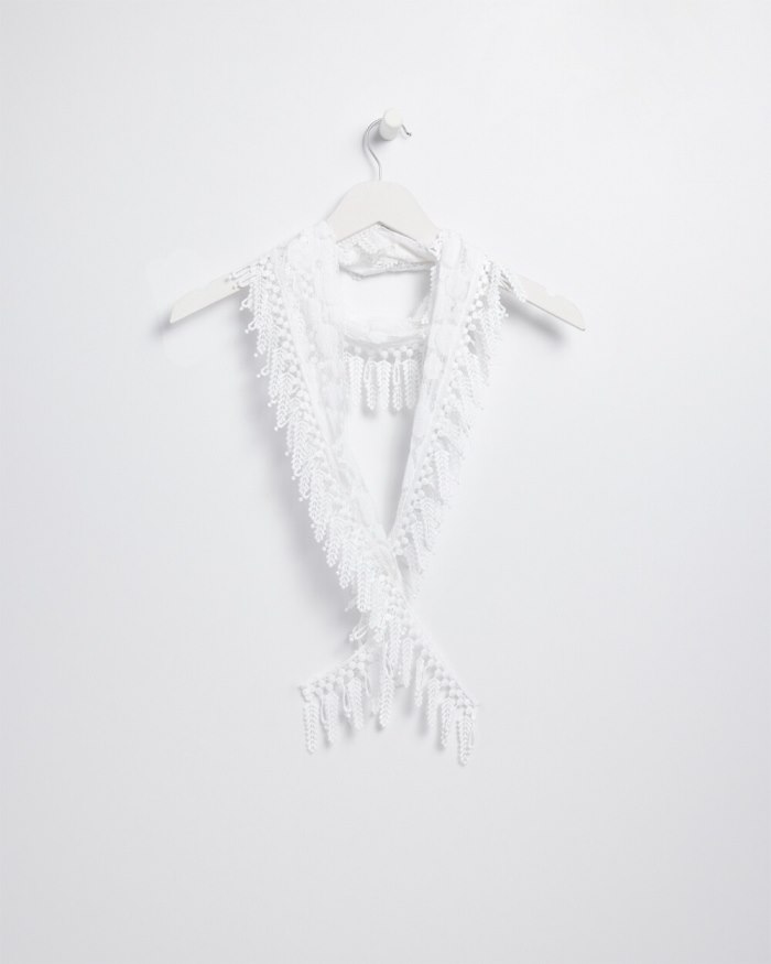 Chicos Lace Fringe Scarf - Alabaster