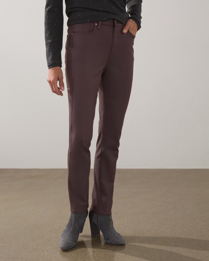 Chicos Coated Slim Jeans - Cabernet