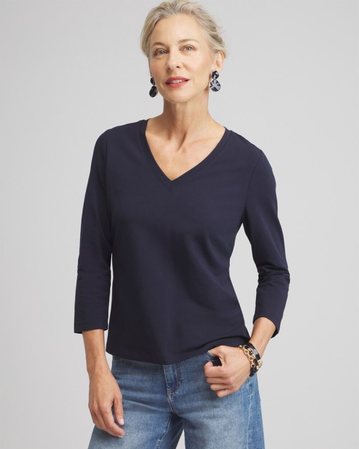 Chicos 3/4 Sleeve Perfect Tee - Classic Navy