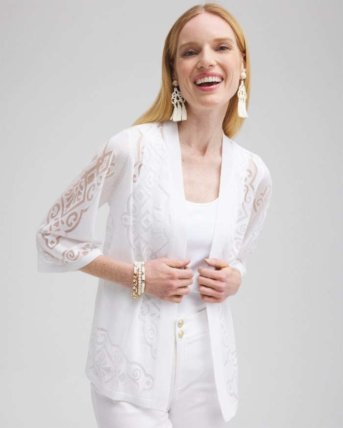 Chicos Burnout Cardigan - Alabaster