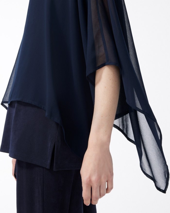 Chicos Travelers Chiffon Layered Top - Travelers Black