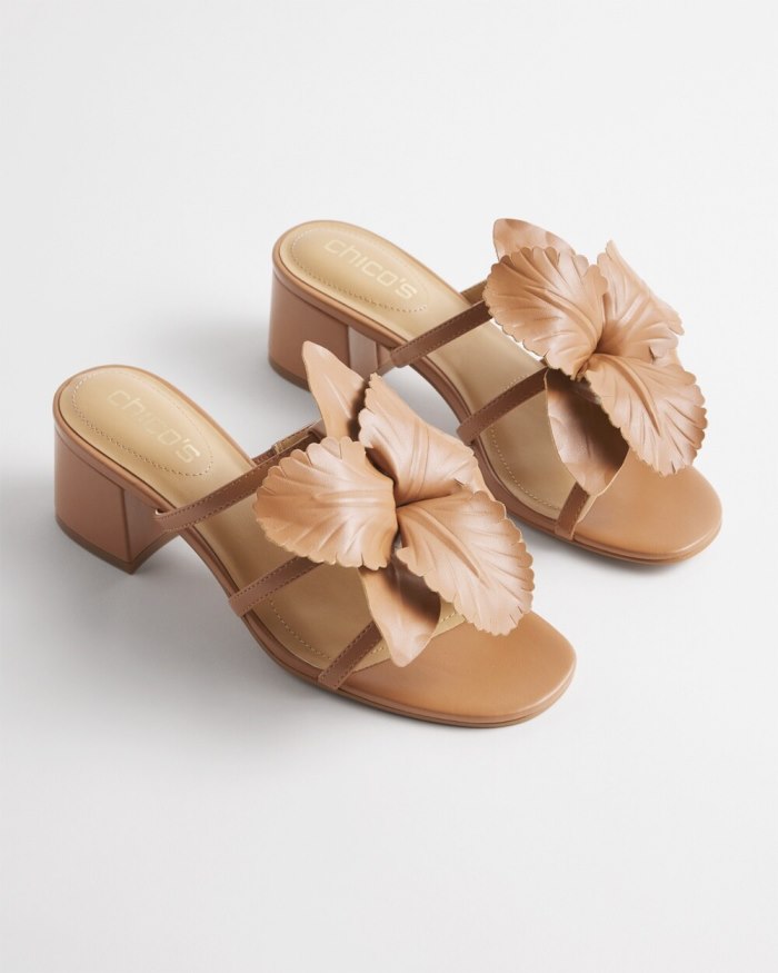 Chicos Floral Heels - Tan