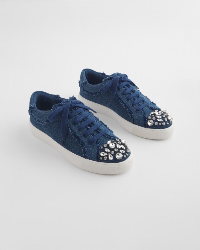 Chicos Embellished Denim Sneakers - Dark Denim