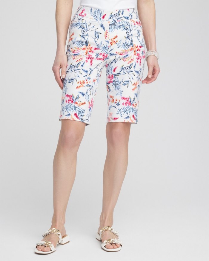Chicos Brigitte 10" Sea Life Print Shorts - Alabaster