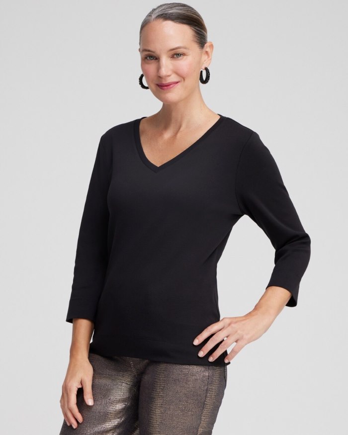 Chicos 3/4 Sleeve Tee - Black