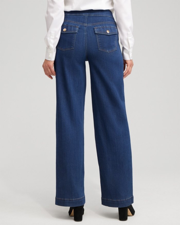 Chicos Pull-on Wide Leg Jeans - Kaspian Indigo