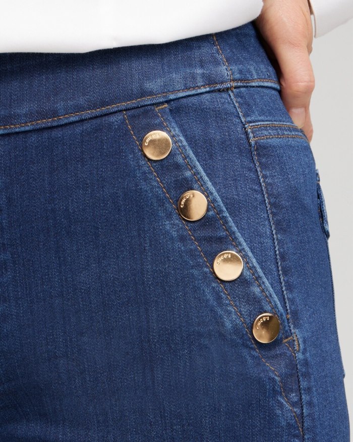 Chicos Pull-on Wide Leg Jeans - Kaspian Indigo