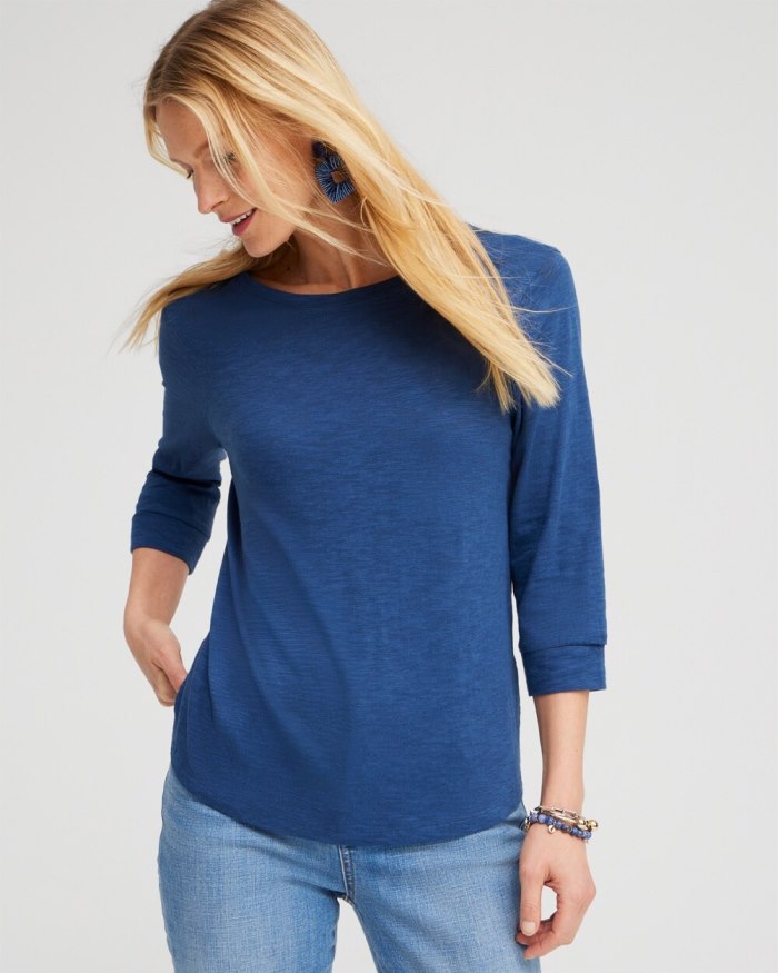 Chicos 3/4 Sleeve Tee - Azores Blue