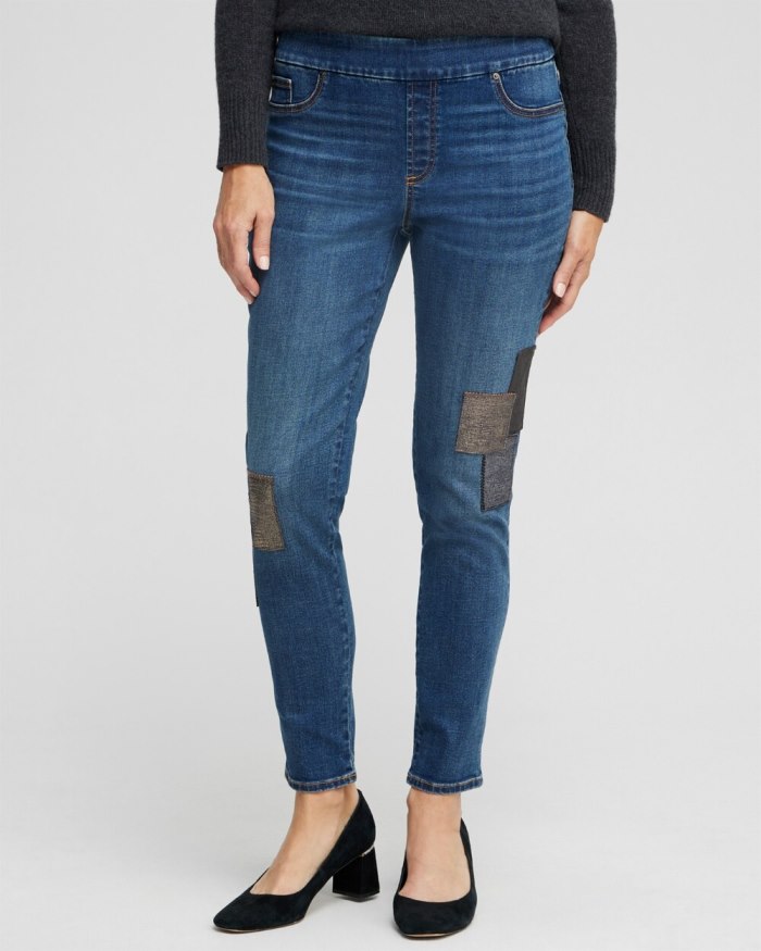 Chicos Patchwork Pull-On Jeggings - Buttercup Indigo