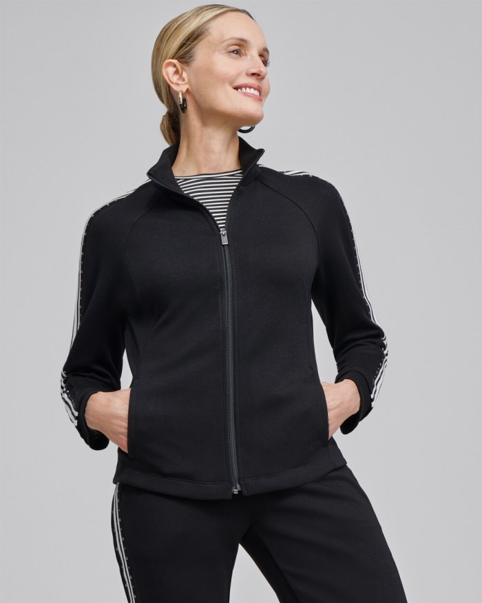 Chicos Zenergy Studded Double Knit Jacket - Black