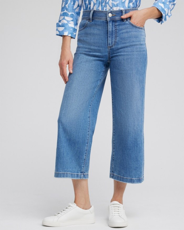 Chicos Cropped Wide Leg Denim - Meera Indigo