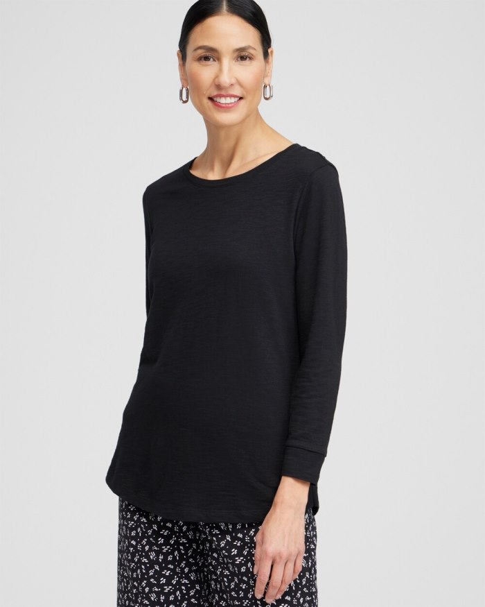 Chicos 3/4 Sleeve Tee - Black