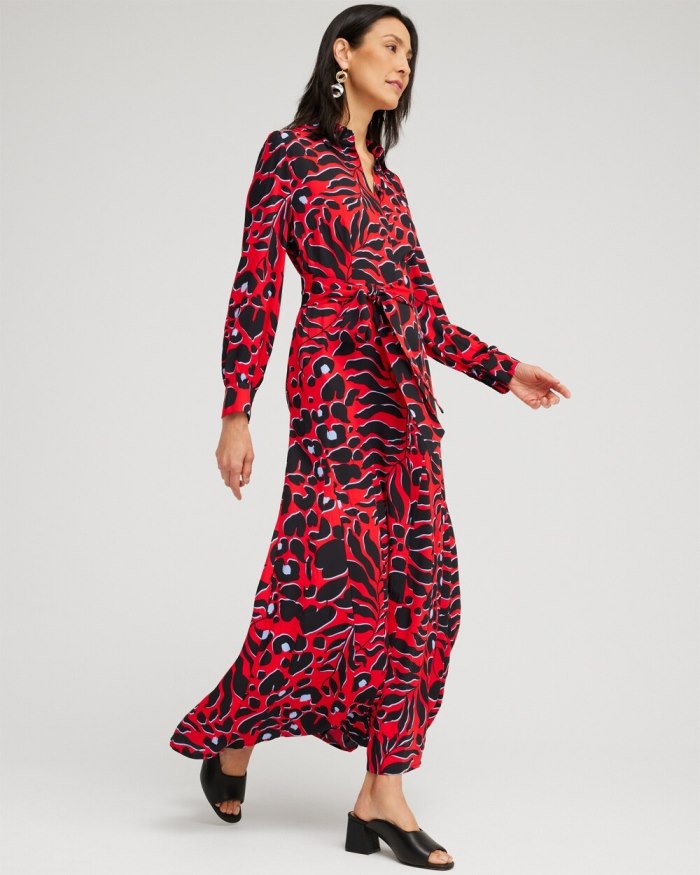 Chicos Mixed Heart Print Shirt Dress - Black