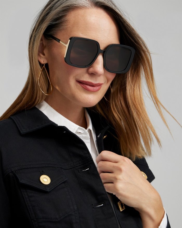 Chicos Black Square Sunglasses - Black