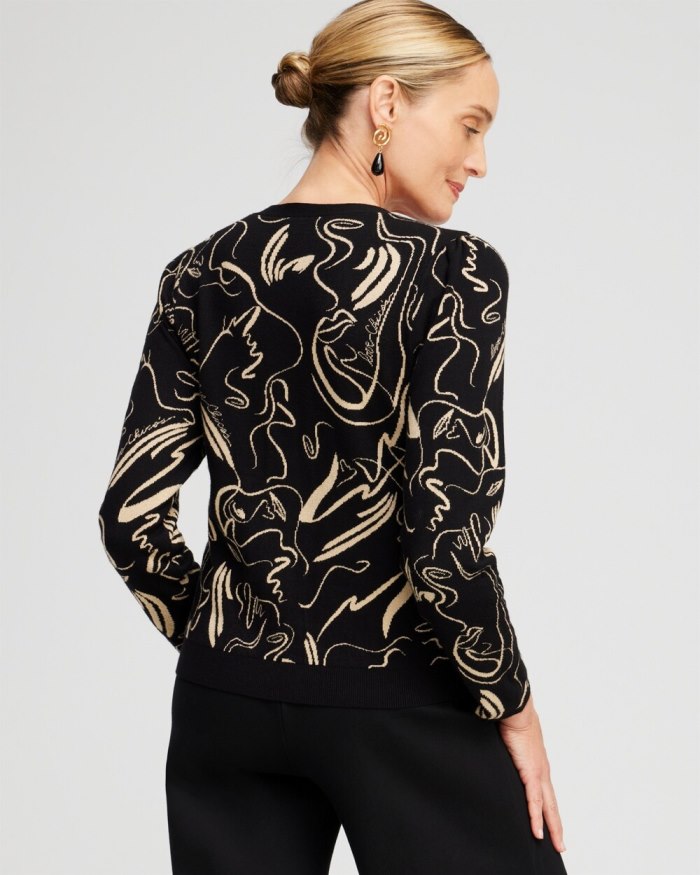 Chicos Lurex Button Front Cardigan - Black