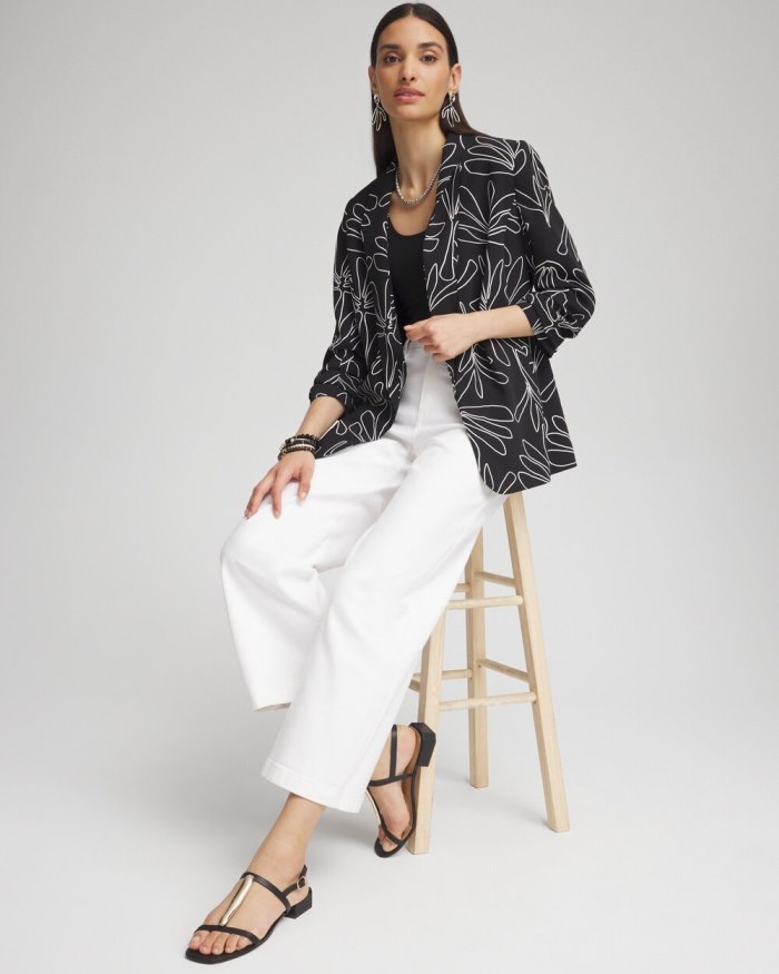 Chicos Palms Ruched Sleeve Soft Jacket - Black