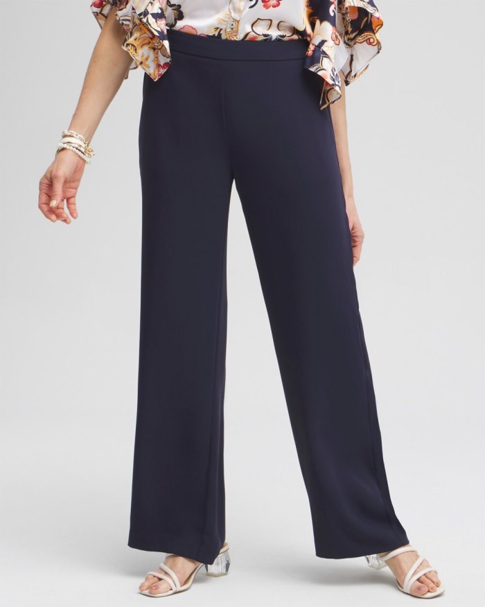 Chicos Black Wide Leg Soft Pants - Classic Navy