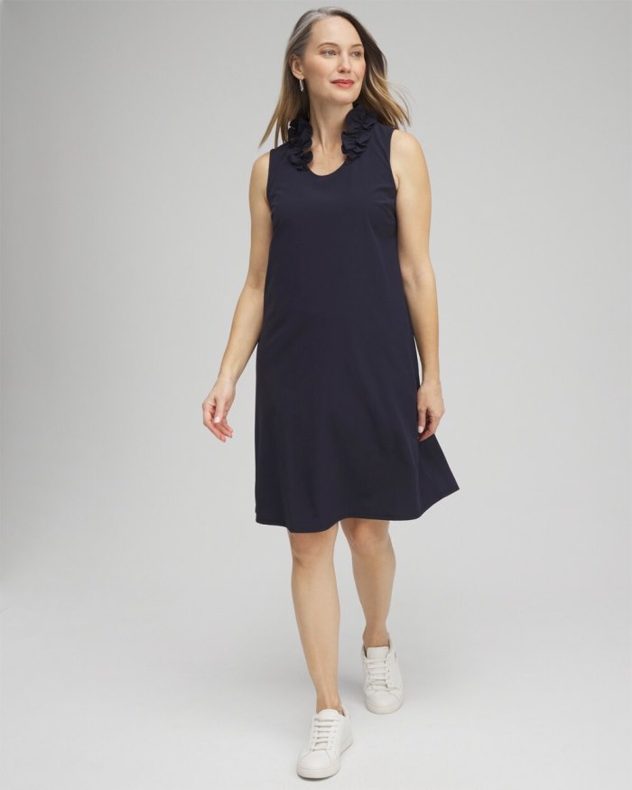 Chicos Zenergy Neema UPF Ruffle Dress - Classic Navy