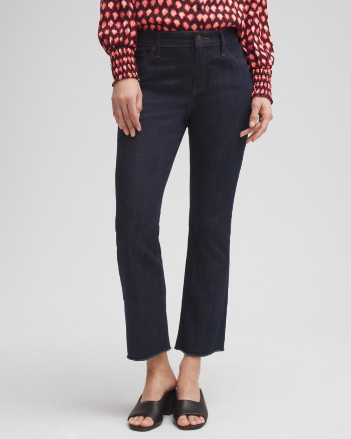 Chicos Girlfriend Fray Hem Kick Flare Jeans - Cork Rinse