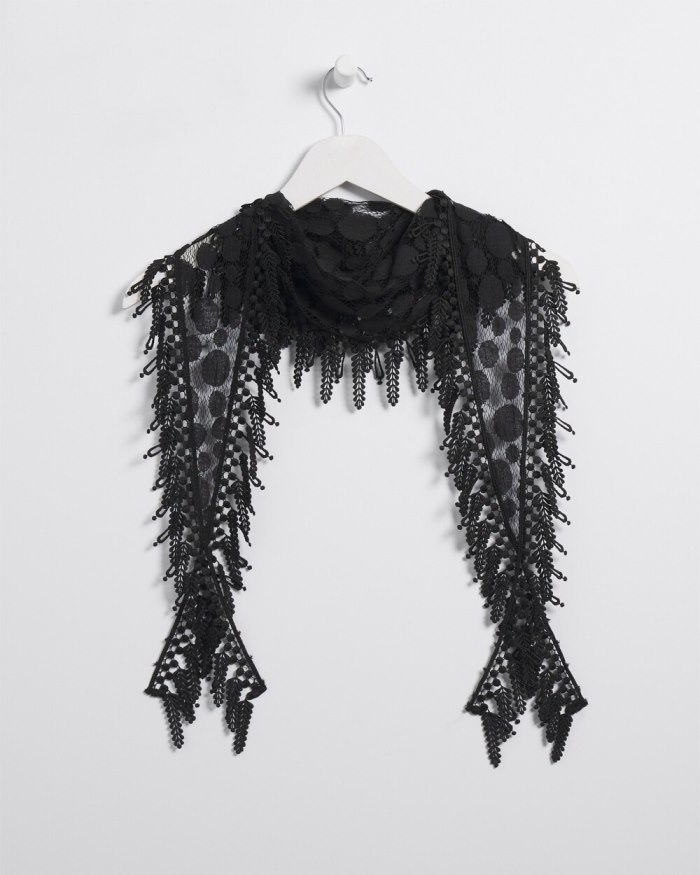Chicos Lace Fringe Scarf - Black