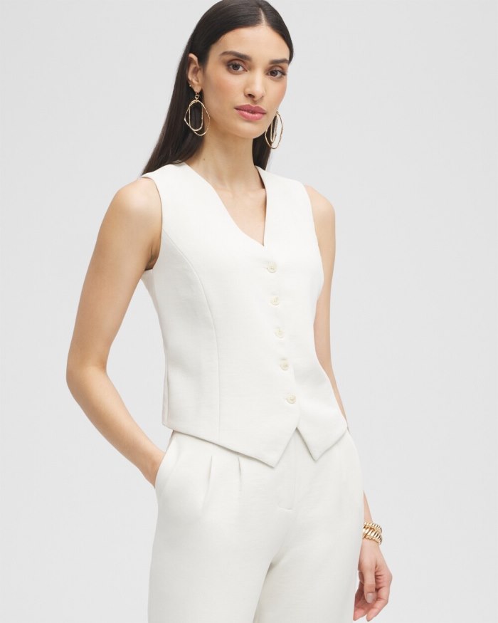 Chicos Black Label Shirt Vest - Fresh Cream