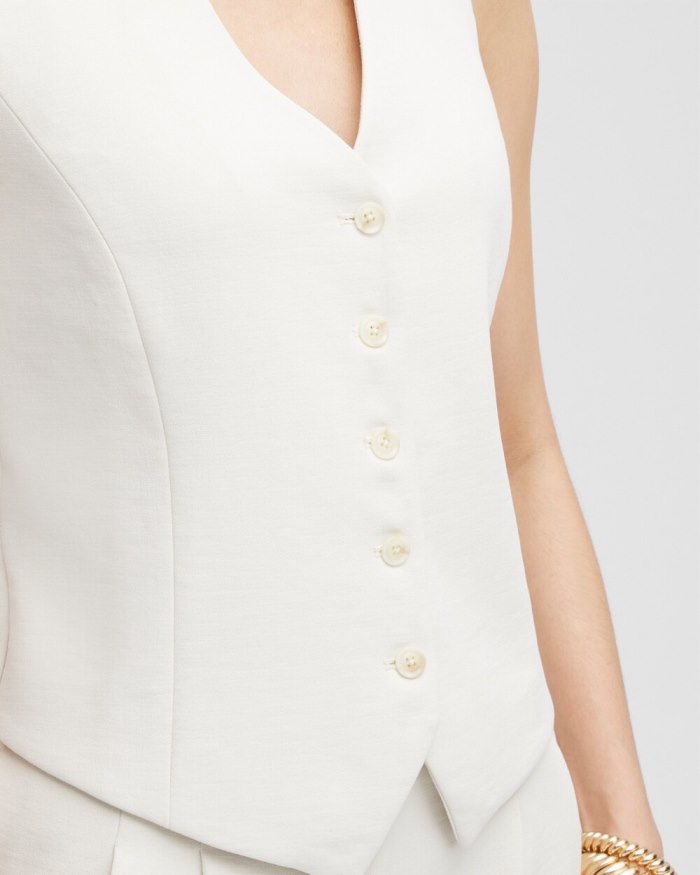 Chicos Black Label Shirt Vest - Fresh Cream