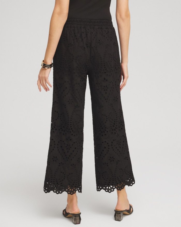 Chicos Eyelet Lace Cropped Pants - Black
