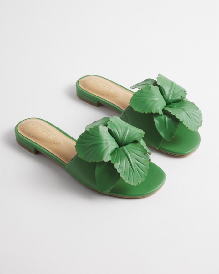 Chicos Floral Slides - Green