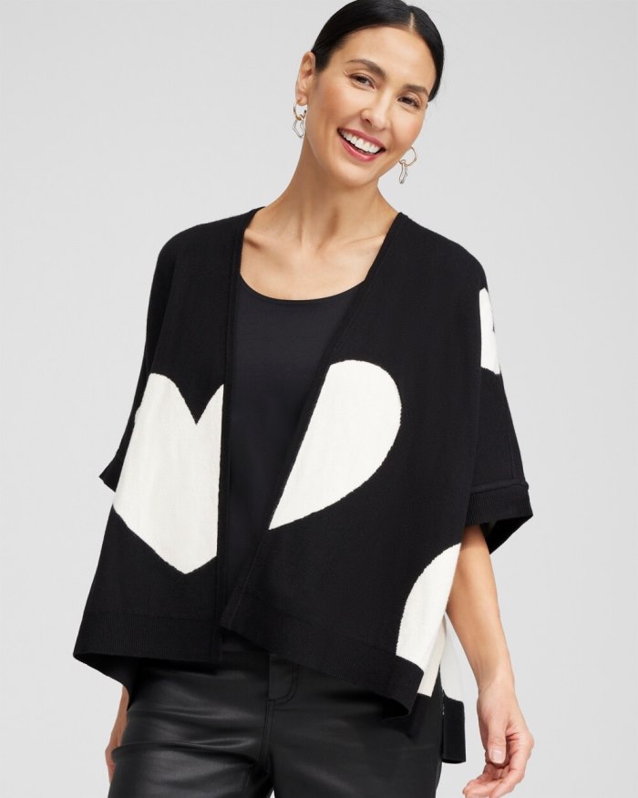 Chicos Cashmere Blend Reversible Ruana - Black