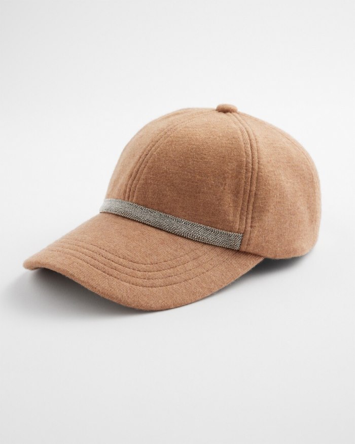 Chicos Cashmere Blend Baseball Cap - Faux Camel Heather