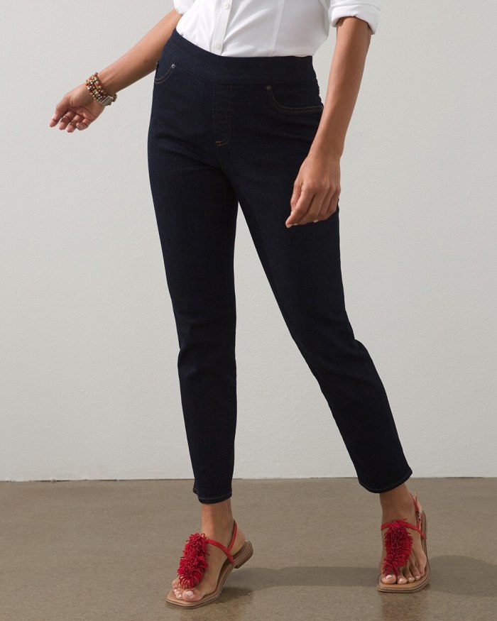 Chicos Pull-On Ankle Jeggings - Rainier Rinse Indigo