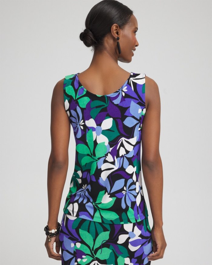 Chicos Travelers Floral Reversible Tank - Purple Nightshade
