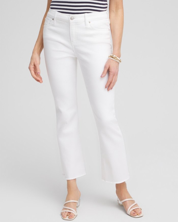Chicos No Stain Girlfriend Fray Hem Kick Flare Jeans - Alabaster