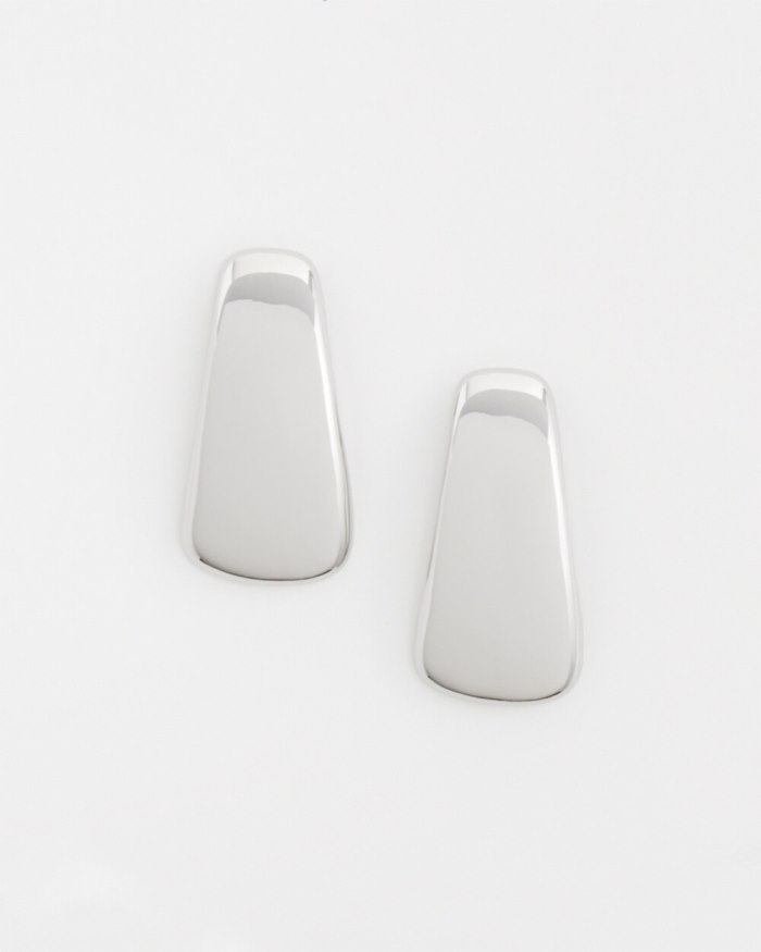Chicos Curved Silver Tone Earrings - Silver