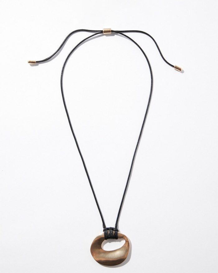 Chicos Adjustable Gold Tone Pendant Necklace - Gold