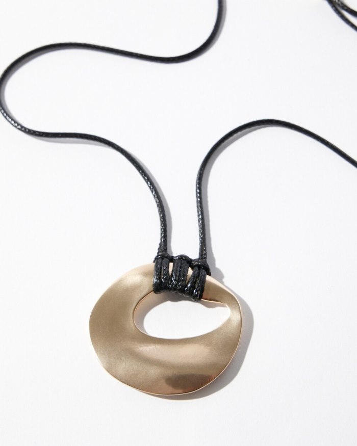 Chicos Adjustable Gold Tone Pendant Necklace - Gold