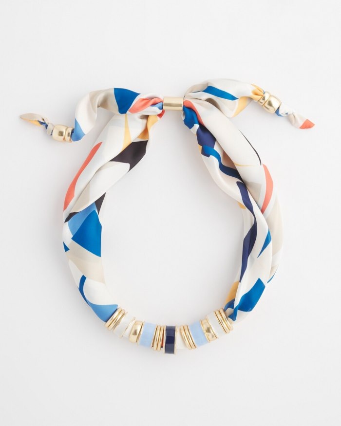 Chicos Adjustable Satin Scarf Necklace - Multi