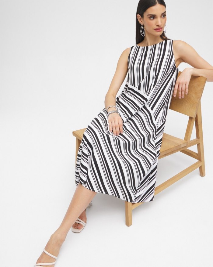 Chicos Black Label Asymmetrical Dress - Black/Alabaster