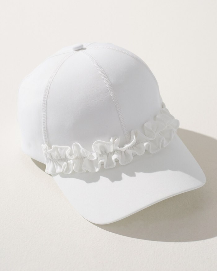 Chicos Neema UPF Ruffle Baseball Cap - Alabaster