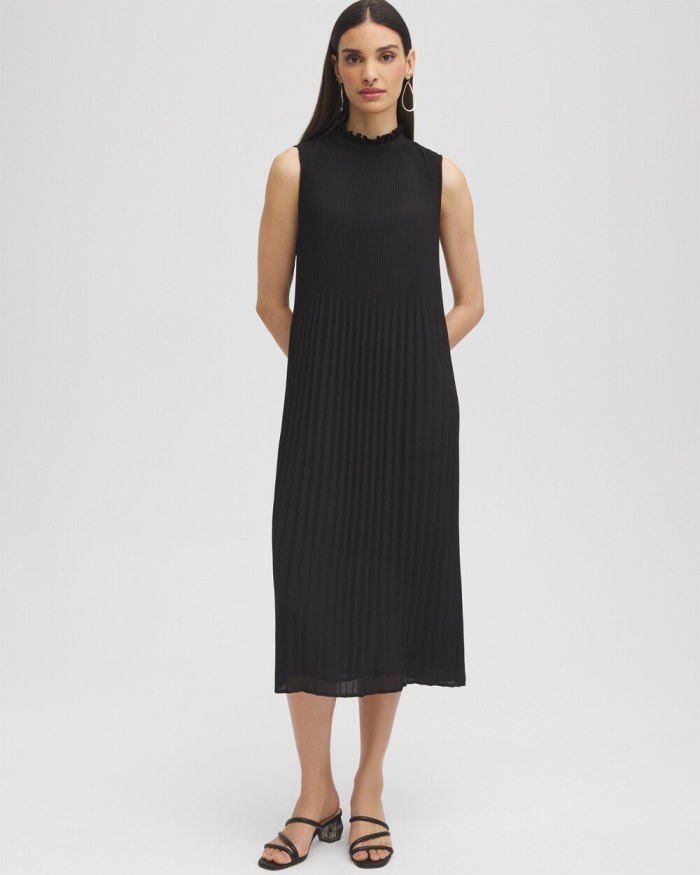 Chicos Black Label Pleat Dress - Black