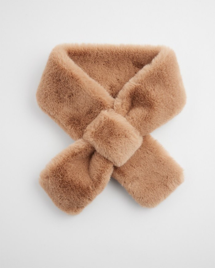 Chicos Faux Fur Pull Through Scarf - Camel