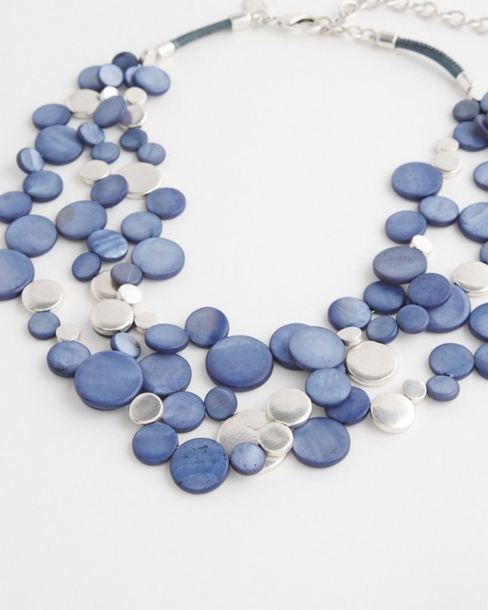 Chicos Blue Shell Multistrand Necklace - Blue Multi