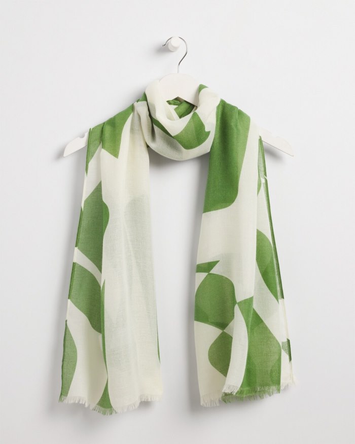 Chicos Modern Print Oblong Scarf - Green