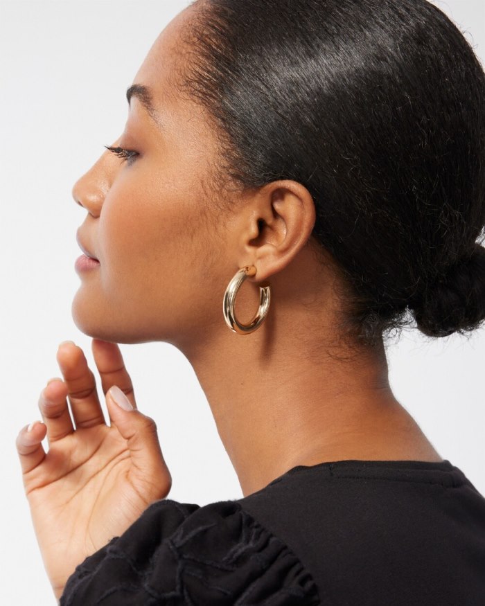 Chicos 1" Gold Tone Hoops - Gold