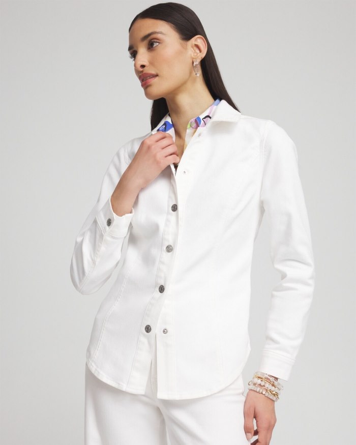 Chicos Denim Shacket - Alabaster