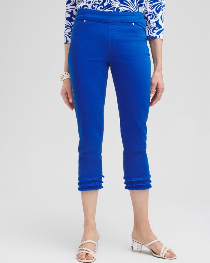 Chicos 22" Triple Fray Pull-on Capris - Intense Azure